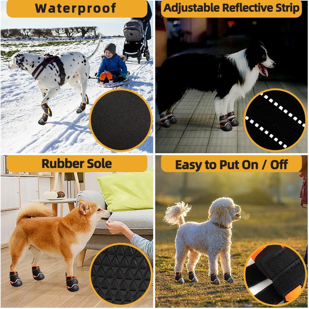 Musimc Dog Shoes For Large Dogs Anti-Slip Dog Boots & Paw Protectors For Hot Pavement Waterproof Small Medium Large Dog Booties